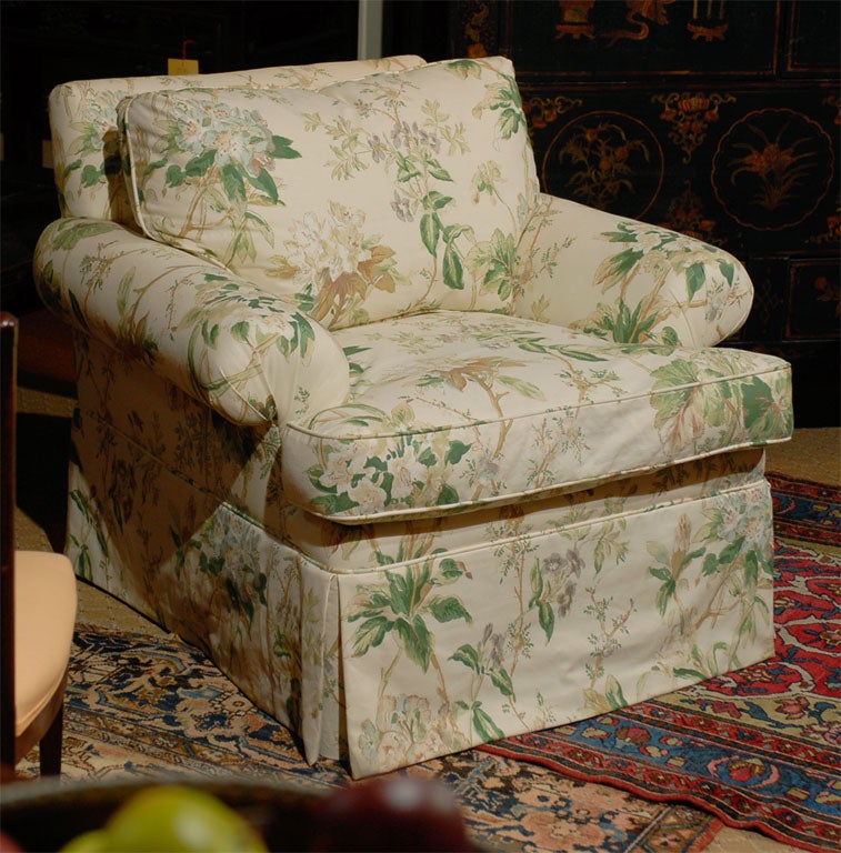 New Durham Upholstered Arm Chair  w/ skirt in Lee Jofa Fabric 1