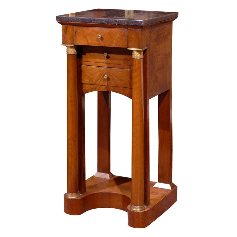 Period Empire Side Table of Flame Mahogany with Marble Top