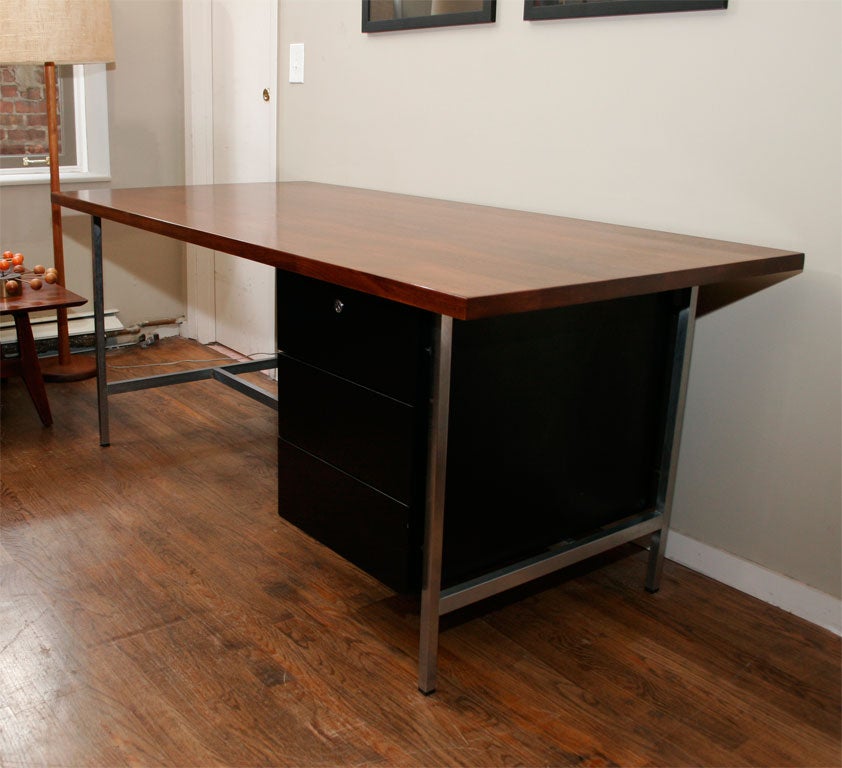 Classic Florence Knoll Desk with Solid Walnut Top at 1stdibs