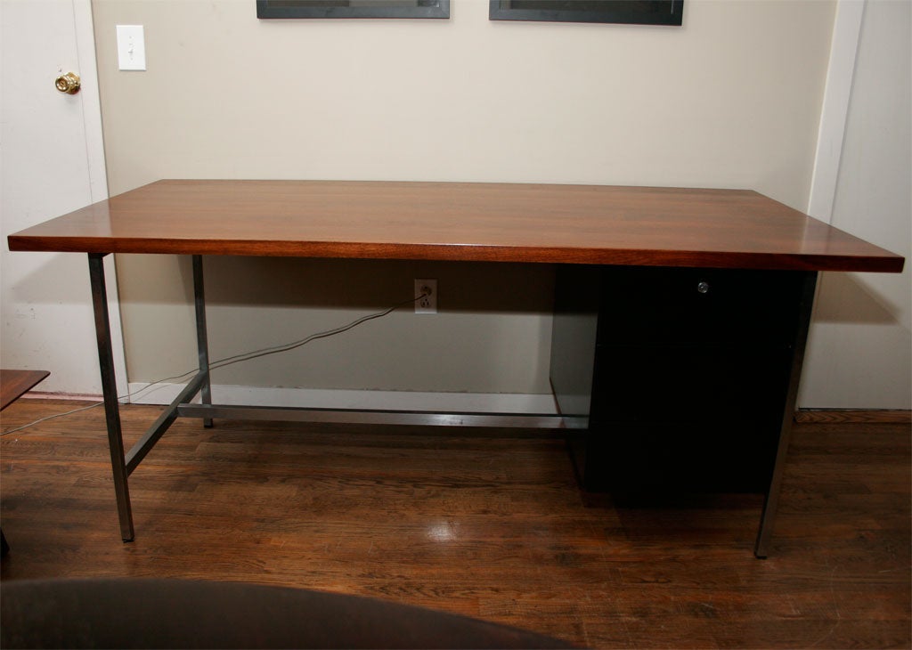 Classic Florence Knoll Desk with Solid Walnut Top at 1stdibs
