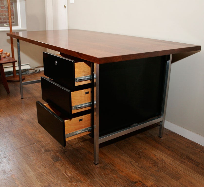 Classic Florence Knoll Desk with Solid Walnut Top at 1stdibs