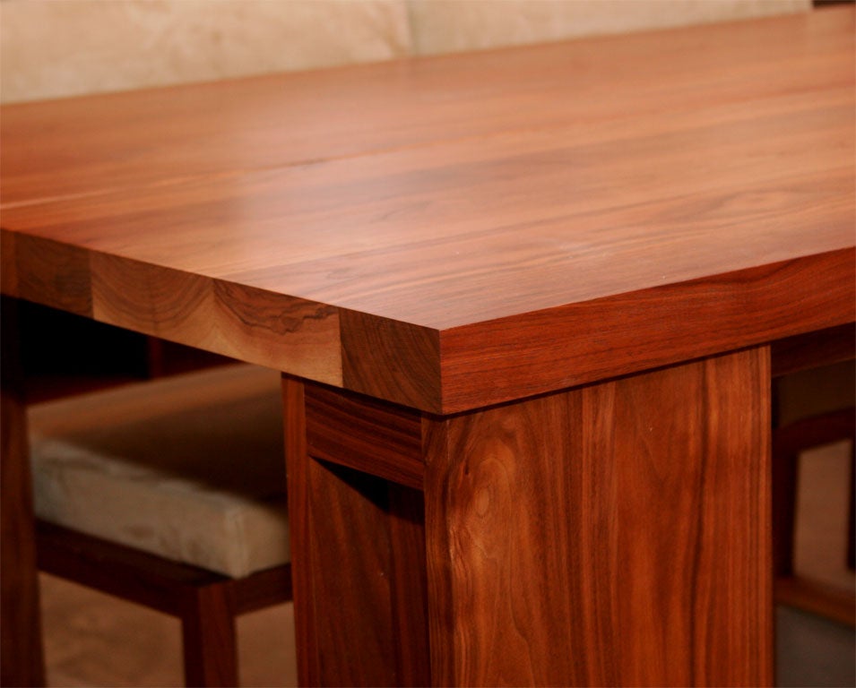 Spanish Solid black walnut Wide dining set by De La Espada