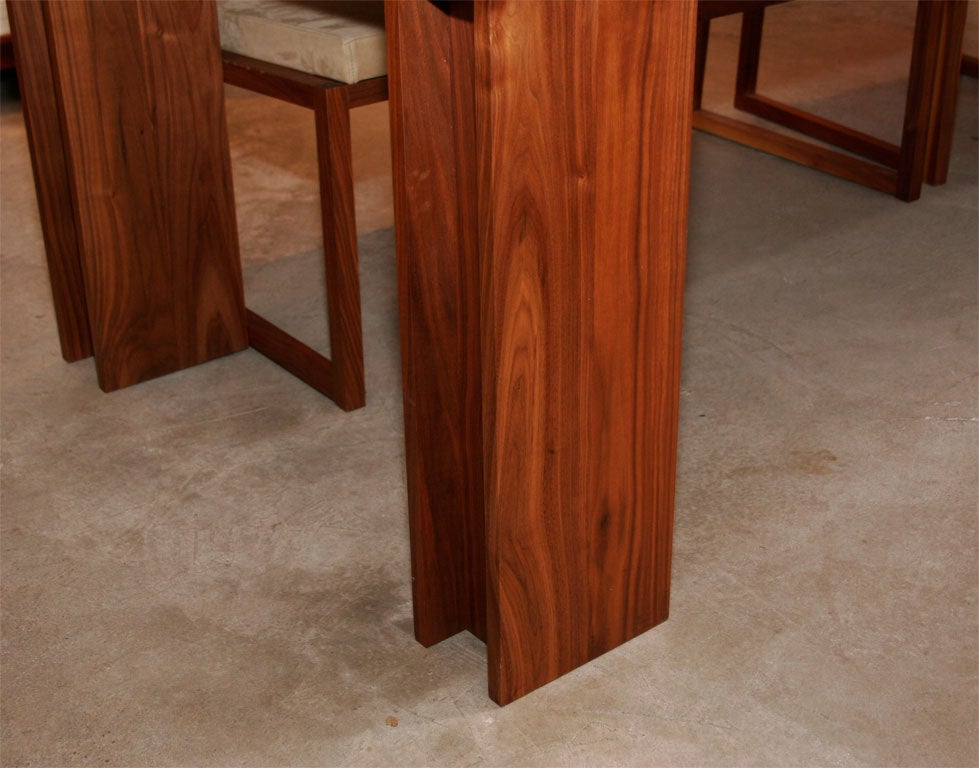 Solid black walnut Wide dining set by De La Espada In Excellent Condition In New York, NY