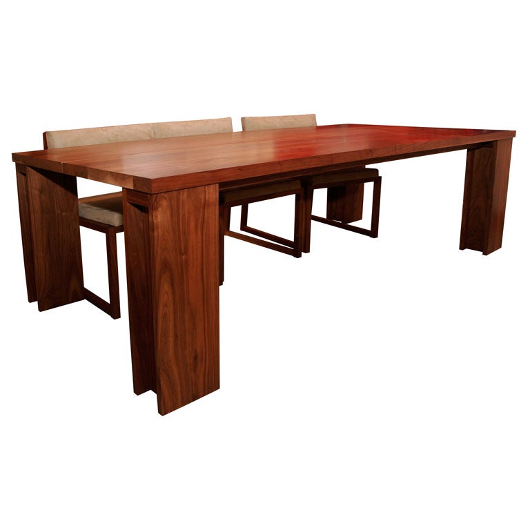 Solid black walnut Wide dining set by De La Espada