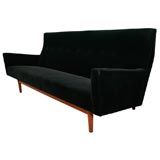 Classic Jens Risom button backed sofa on walnut base