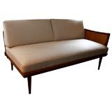 Peter Vhidt teak and linen one armed daybed