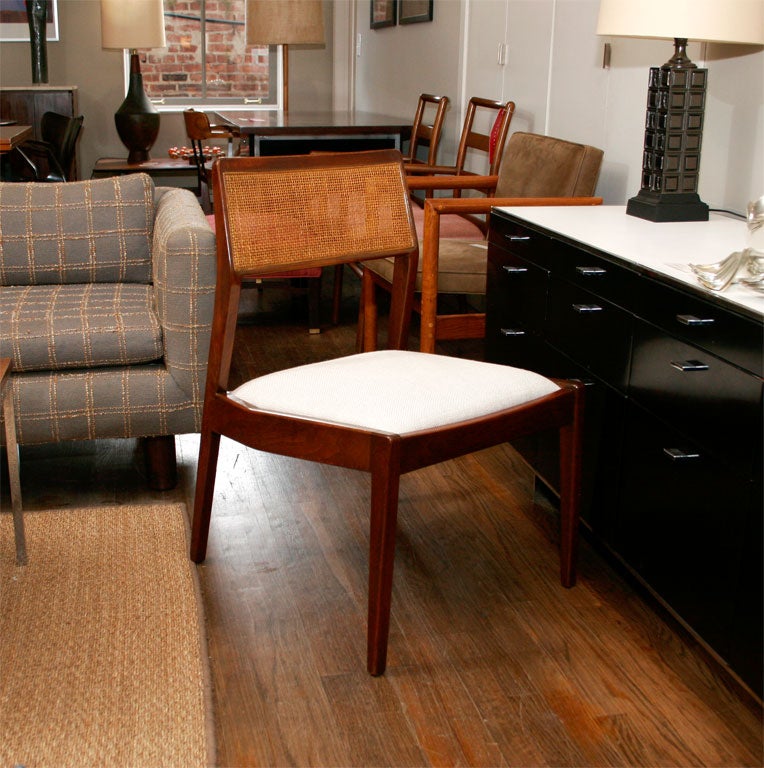 Set of 6 Jens Risom dining chairs with caned backs