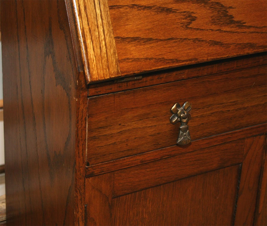Early 20th Century Arts and Crafts Style Drop Front Oak Desk 1