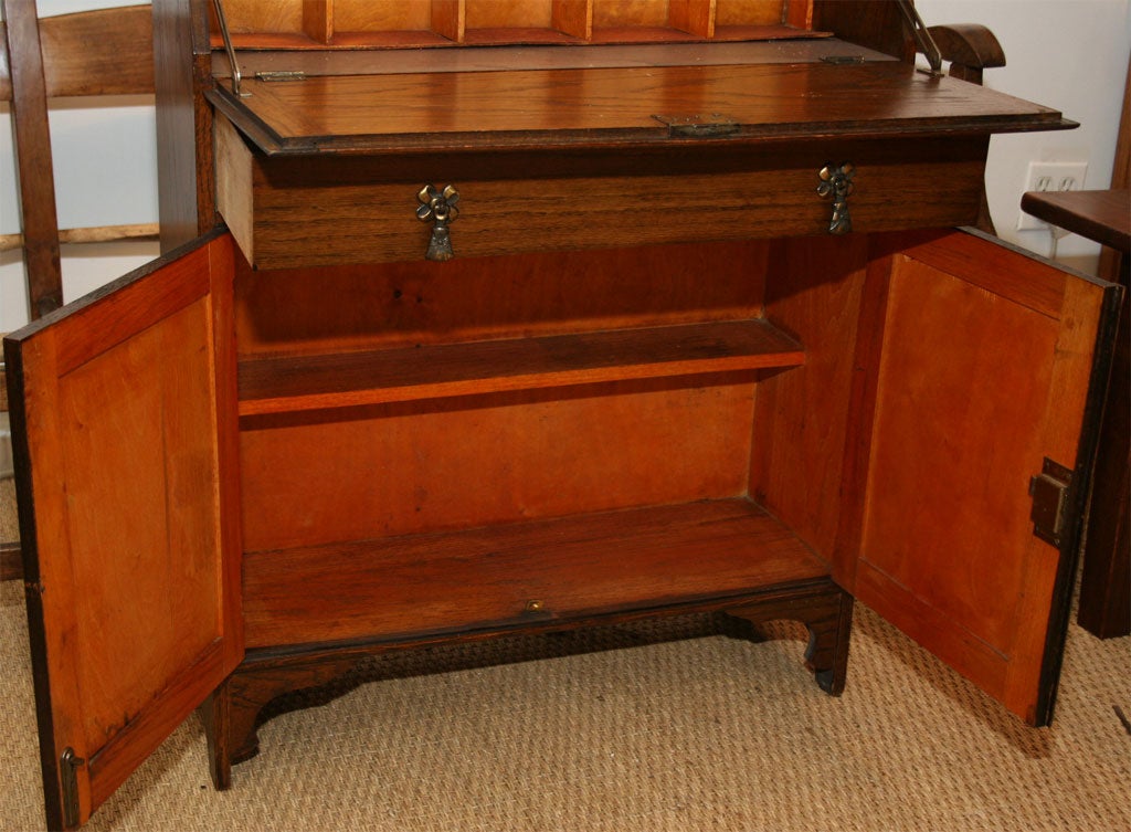 Early 20th Century Arts and Crafts Style Drop Front Oak Desk 5