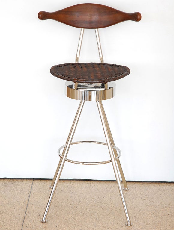 Teak Back Bar Stool
