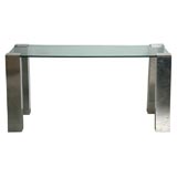 Polished Aluminum and Glass Console - Willy Rizzo