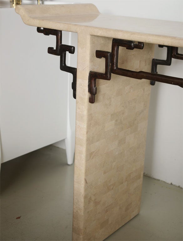 Tessellated Fossil Stone and Bronze Console - Maitland Smith 4