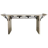 Tessellated Fossil Stone and Bronze Console - Maitland Smith