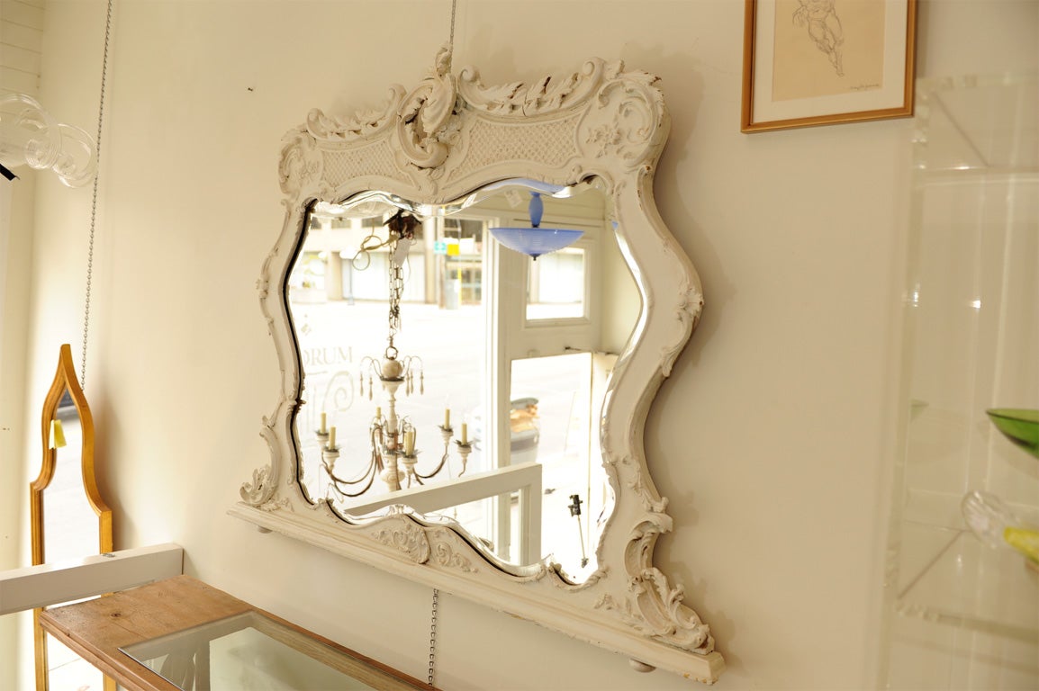 " Shabby-Chic" 19th Overmantle  Mirror.
