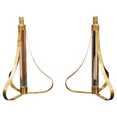 Vintage Brass and Lucite Candle Holders.