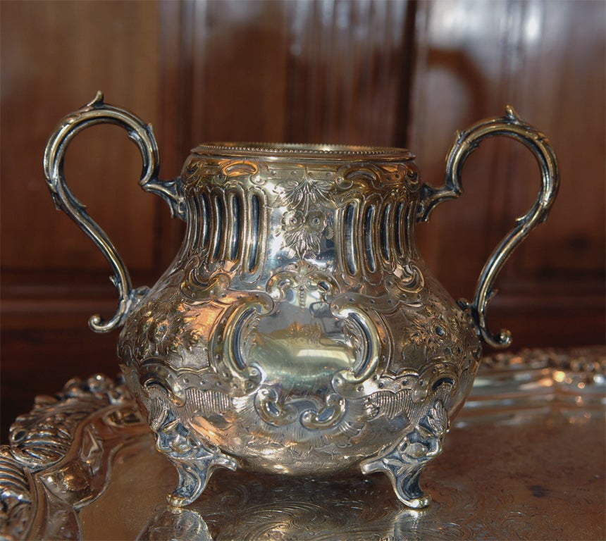 Silverplated Tea Service with Tray (six pieces) at 1stDibs