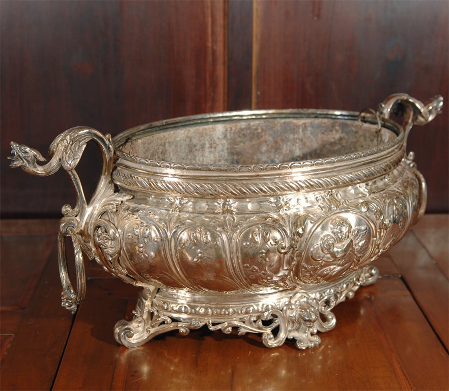 19th Century Chased Silverplate Jardiniere