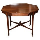 Antique English octagonal inlaid occasional table