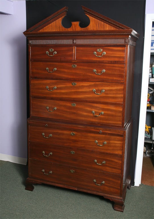 English chest on chest in mahogany
