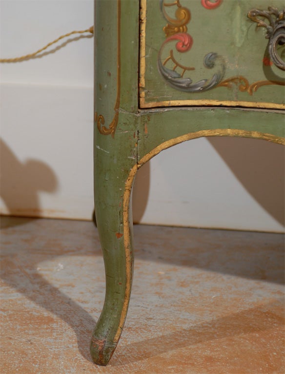 Italian Rococo Style Soft Green Painted Two-Drawer Commode with Pastoral Theme 5