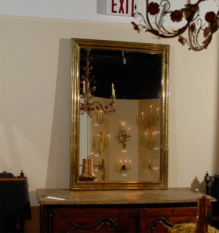 Large Brass Framed Bistro Mirror