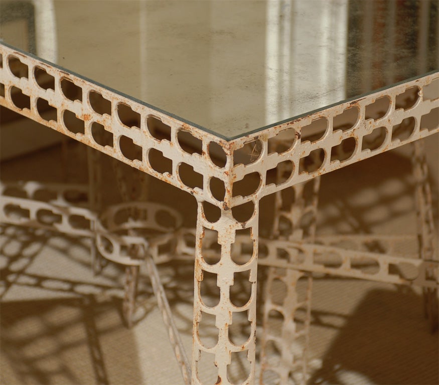 American Set of Metal Table and Chairs from Industrial Strap Metal For Sale