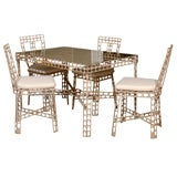 Set of Metal Table and Chairs from Industrial Strap Metal
