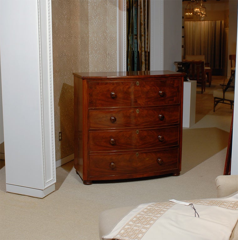 Edwardian Bow Front Gentleman's Chest of Drawers