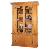 Vintage Oversized Hand-Carved Bleached English Oak Biblioteque