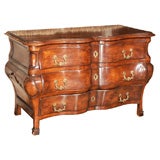 Voluptuous, Solid Hand-Carved Walnut Serpentine-Fronted Commode