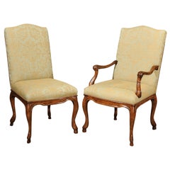 Vintage Michael Taylor 4 Upholstered Walnut Dining Chairs w/ Hoof Feet