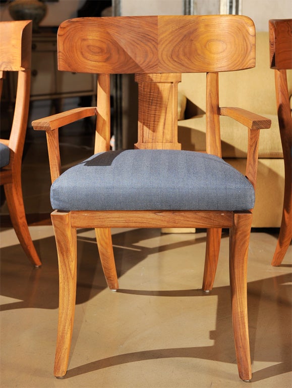 Michael Taylor Outdoor Oiled Teak Klismos Dining Chairs 2