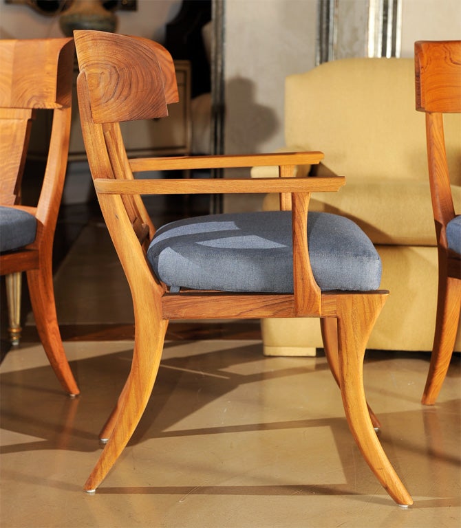 Michael Taylor Outdoor Oiled Teak Klismos Dining Chairs 3
