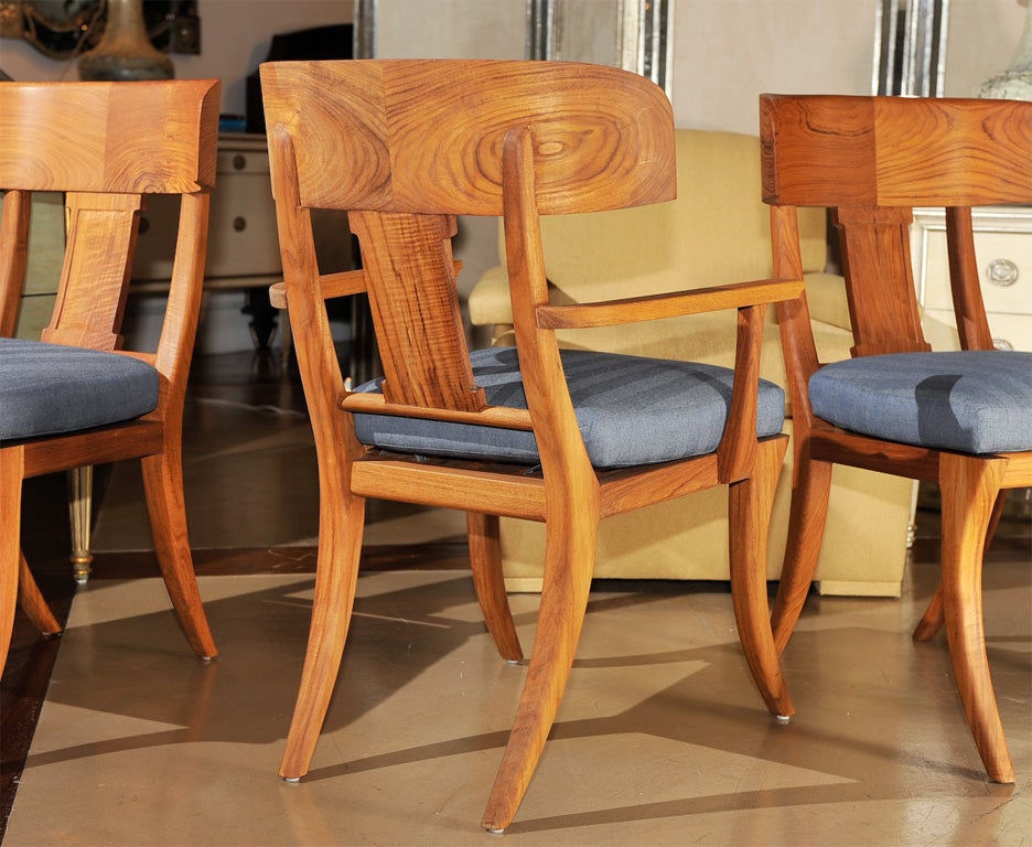 Michael Taylor Outdoor Oiled Teak Klismos Dining Chairs 4