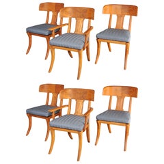 Michael Taylor Outdoor Oiled Teak Klismos Dining Chairs