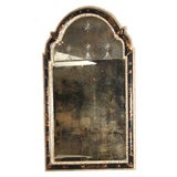 Chinoiserie Queen Anne Style Etched Mirror w/ 12K White Gilt
