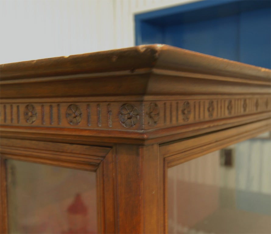 Late 19thC. Dutch Colonial Indonesian Glass Front Bookcase with Side Doors In Excellent Condition In East Hampton, NY