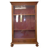Late 19thC. Dutch Colonial Indonesian Glass Front Bookcase with Side Doors