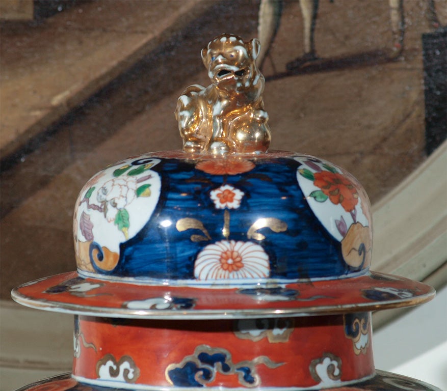 Japanese LARGE PAIR OF IMARI COVERED JARS