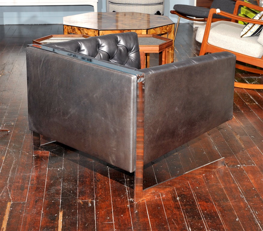 Leather Milo Baughman Club Chair