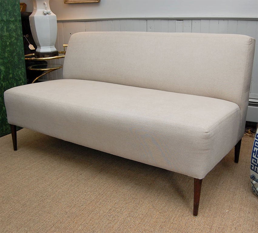 Settee/banquette reupholstered with all new materials from the 1950's
