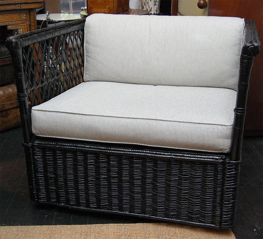 Pair of McGuire wicker club chairs