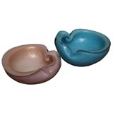 Vintage Pink and Blue Pair of Barbini Murano Bowls