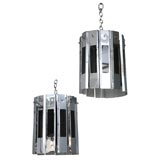 Vintage Fun Pair of 70's Chrome Hanging Lamps