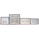 Antique Four archictectural garden and building drawings