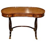 Antique An Edwardian Fruitwood Kidney Shaped Writing Table