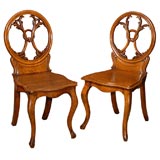 Two Very Similiar Oak Hall Chairs