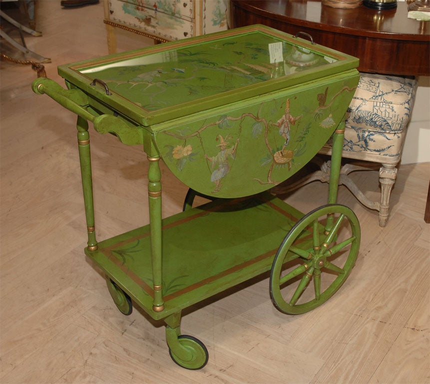 Wood Charming Painted Drinks Cart