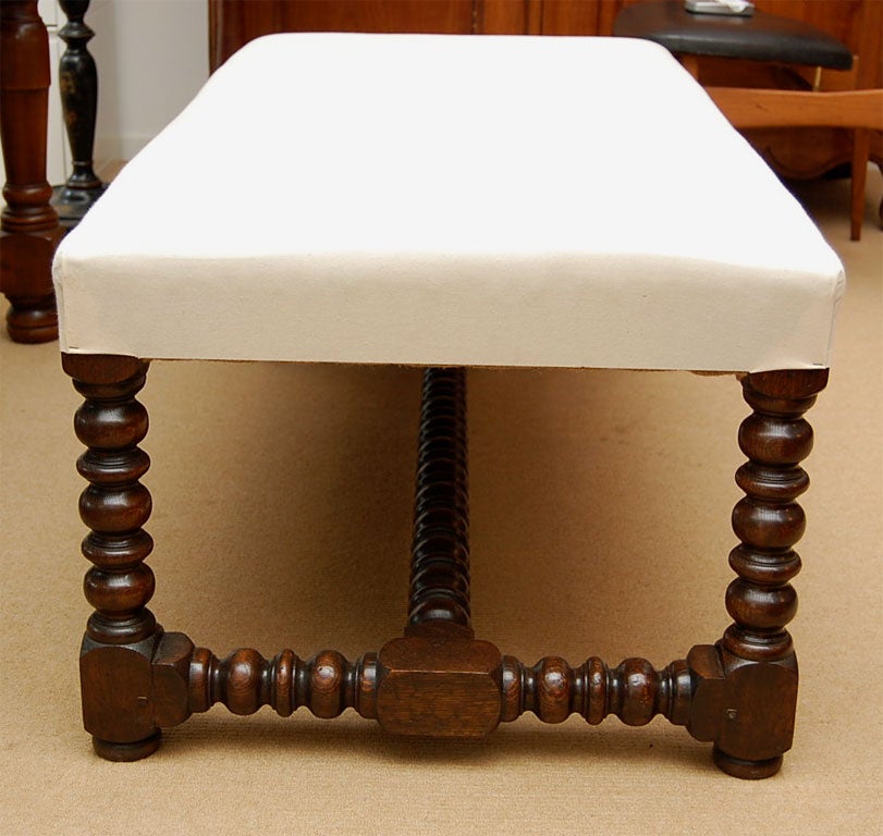 Contemporary English Upholstered Coffee Table with Bobbin Legs