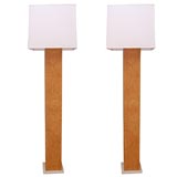 Pair Burl Floor Lamps